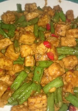 Foto resep Tumis kacang panjang tempe manis pedas
