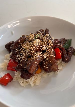 A picture of Mongolian Beef.