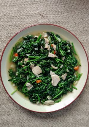 Foto resep Tumis Bayam Toping Ayam~~