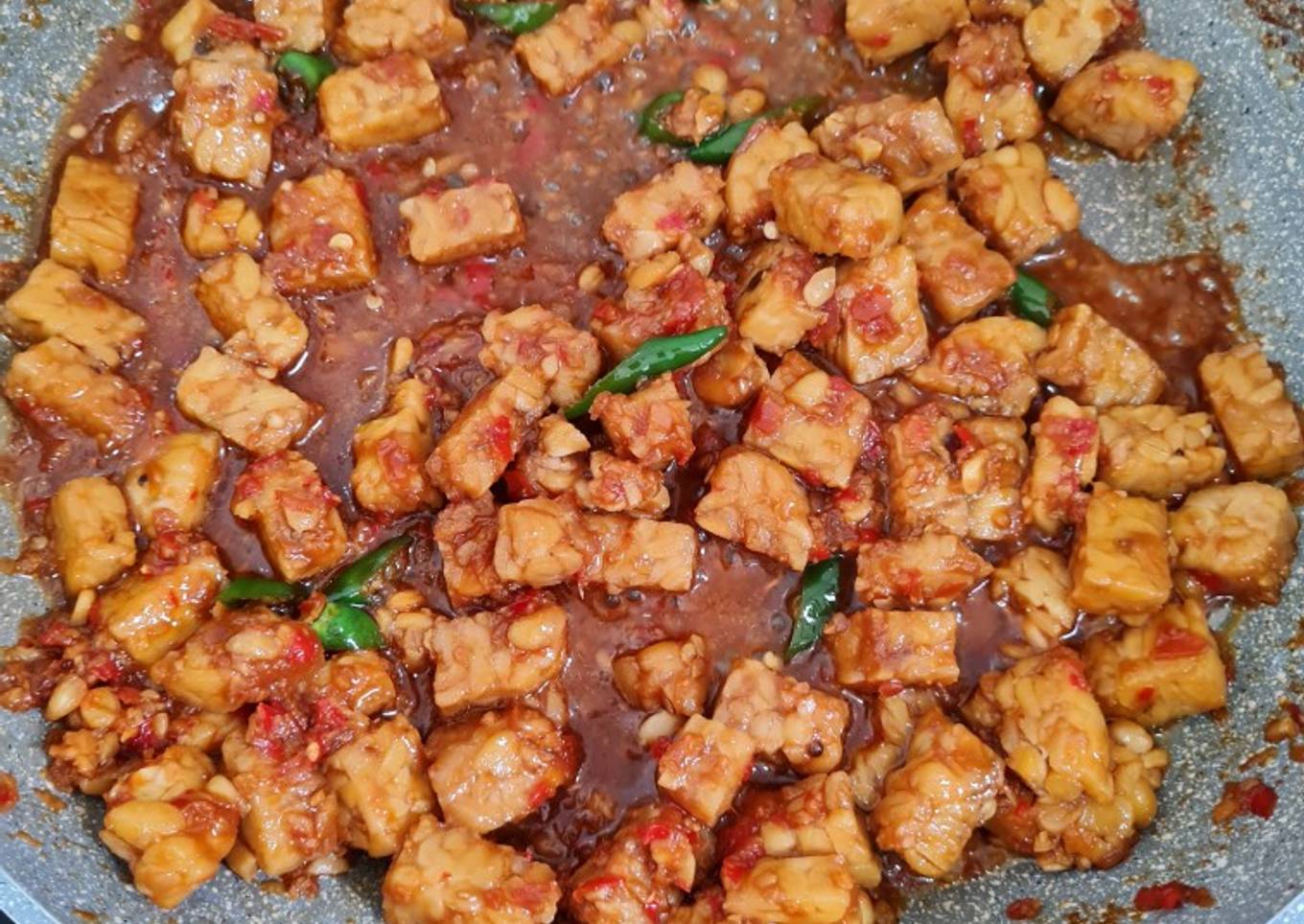 Orek tempe basah bumbu ulek