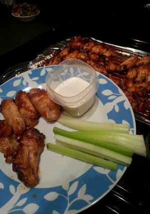 A picture of Crispy Honey Garlic BBQ Wings.
