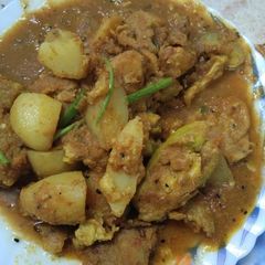 A picture of POTATO  CURRY  WITH   PARWAL PAKORA.
