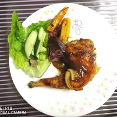 Roast Chicken In Honey With Black Pepper And BBQ Sauce A picture of Roast Chicken In Honey With Black Pepper And BBQ Sauce.