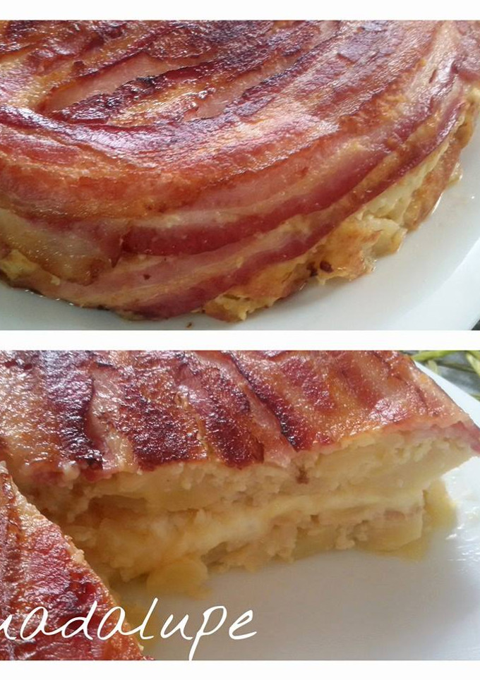 Una foto de Pastel de tortilla, beicon y queso en gm e, gmf y tradicional