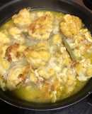 Coliflor rebozada en salsa
