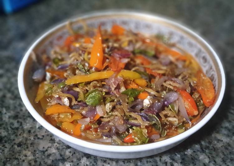 Tumis Teri Bawang Pelangi