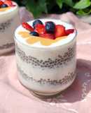 🫙🫐🍓Chía overnight pudding con avena, yogur, coco, fruta fresca y mantequilla de maní🍓🫐🫙
