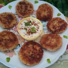 A picture of Healthy tasty man Bhavan restaurant style vegetarian dahi kebab.