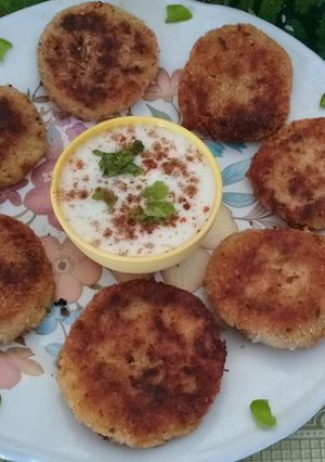 A picture of Healthy tasty man Bhavan restaurant style vegetarian dahi kebab.