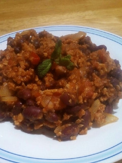 Una foto de Chili vegano