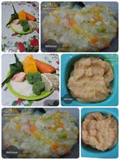 Foto resep Mpasi 6+ 7+ 8 bubur Labu kaboca Salmon