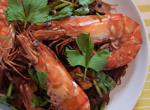 รูปของ "กุ้งอบวุ้นเส้น" 🦐🦐 Baked Black Tiger Shrimp with Glass Noodle