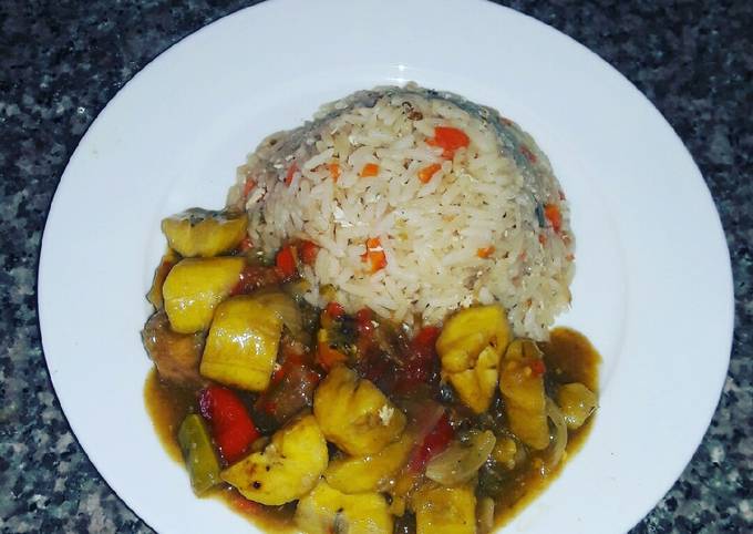 Chinese rice with plantain cornflour soup#Bake out
