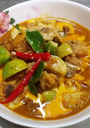 รูปของ แกงกะทิไก่ใส่มะเขือเปราะ