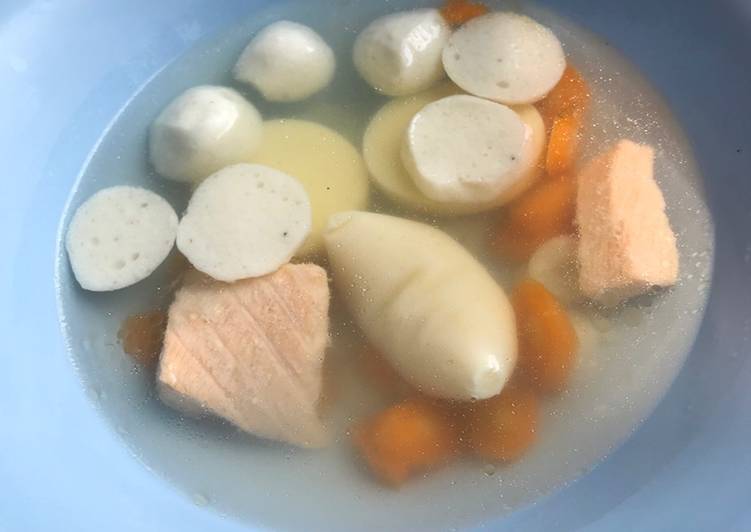 Bagaimana Membuat Sup salmon tofu balita, Enak