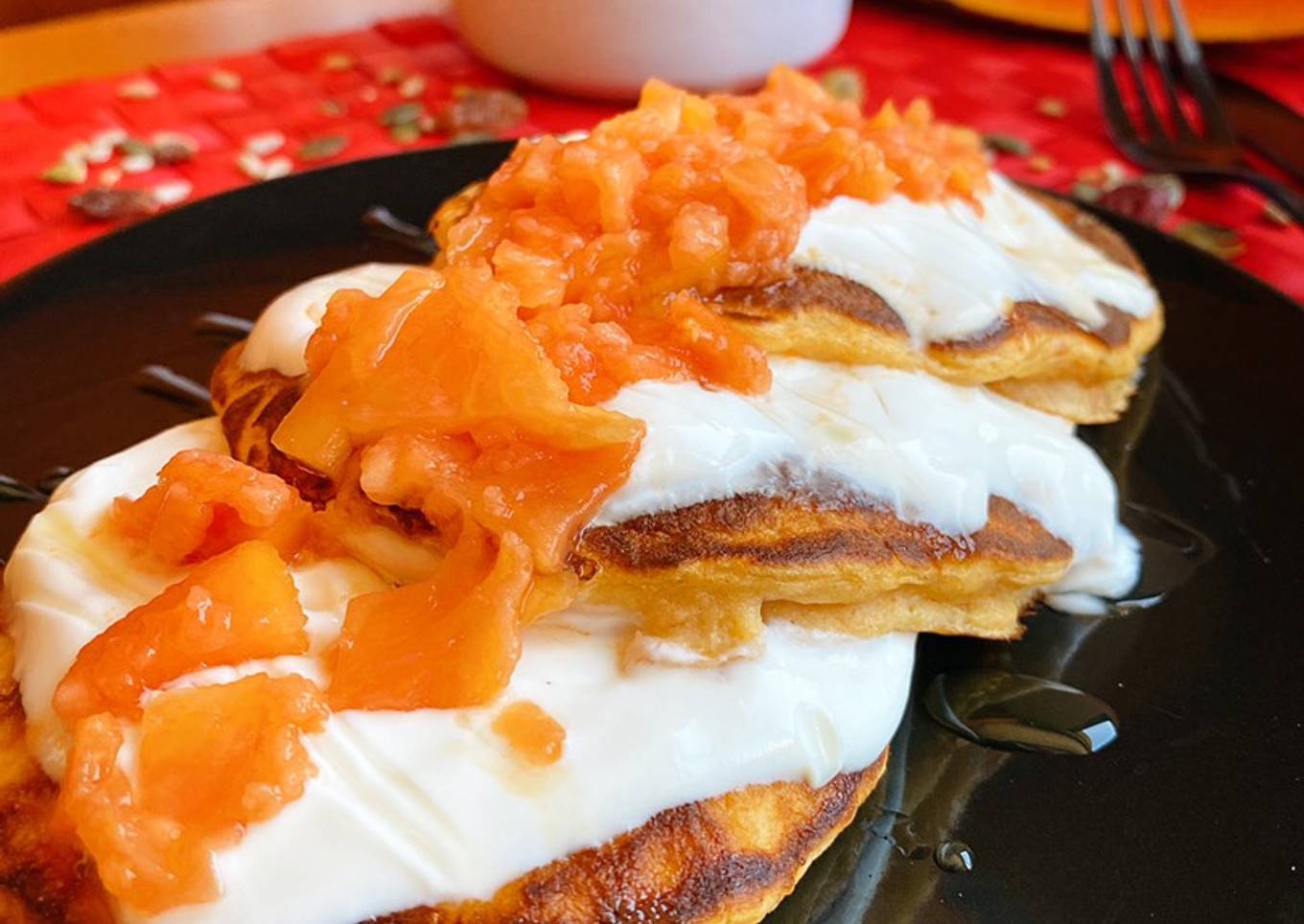 Tortitas de papaya y yogur griego