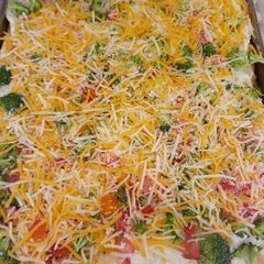 A picture of Taco salad layered dip.