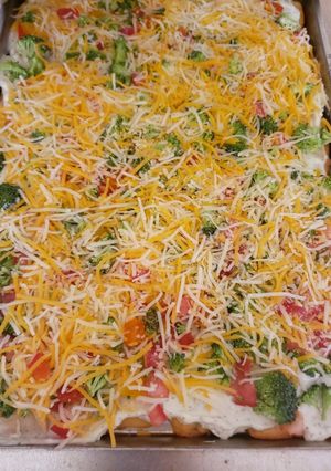 A picture of Taco salad layered dip.