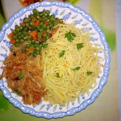 Spaghetti, Peas with Cabbage A picture of Spaghetti, Peas with Cabbage.