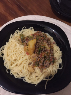 A picture of Spagetti with minced meat.
