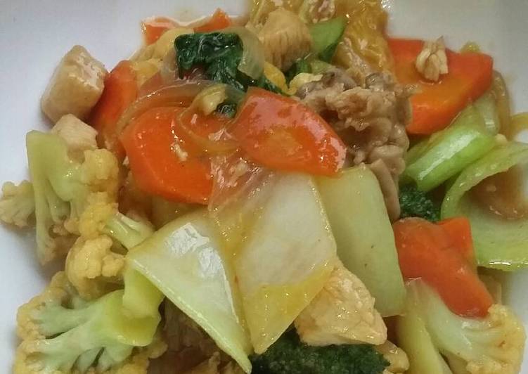 Resep Capcay saos merah pedas manis yang Lezat