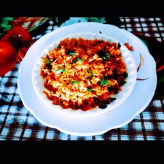 A picture of Street style vegetable schezwan fried rice.