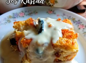 Gambar Puding Roti Sos Kastad
