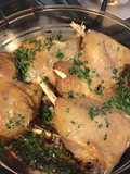 Oven-Baked Duck Confit with Roasted Garlic, Onion, and Parsley
