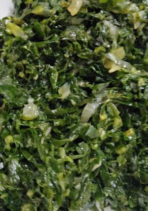 A picture of Sukuma wiki fried.