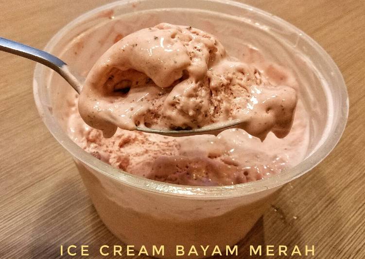 Cara Gampang Membuat Ice cream bayam merah Anti Gagal