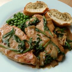 A picture of Vickys Pork Steaks with Creamy Garlic Sauce, GF DF EF SF NF.