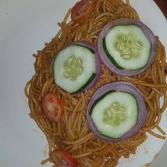 A picture of Spaghetti jallof.