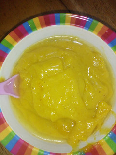 A picture of Custard, soybean flour and date.