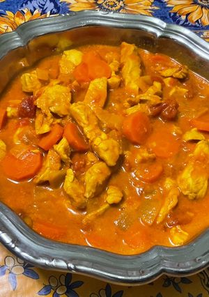 A picture of Chicken with Carrots, Spices, and Coconut Milk.