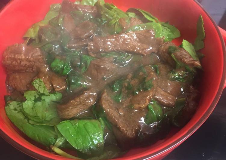 Steps to Make Speedy My Beef &amp; Spinach in Teryaki Sauce. 😍