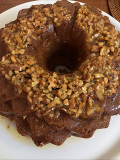 A picture of Rum cake with butter rum glaze.