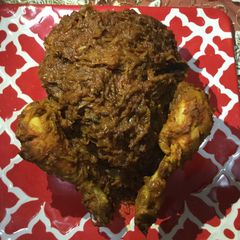A picture of Eid special stuffed chicken(malabar kozhi nirachathu).