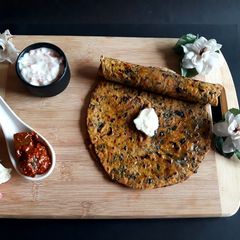 A picture of Besan Methi Achari Paratha.