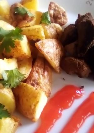 A picture of Double Fried potato cubes.