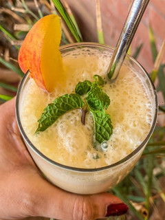 A picture of Peach 🍑 Banana 🍌 Milkshake.