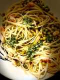 Petits pois aux Linguine, basilic et autres