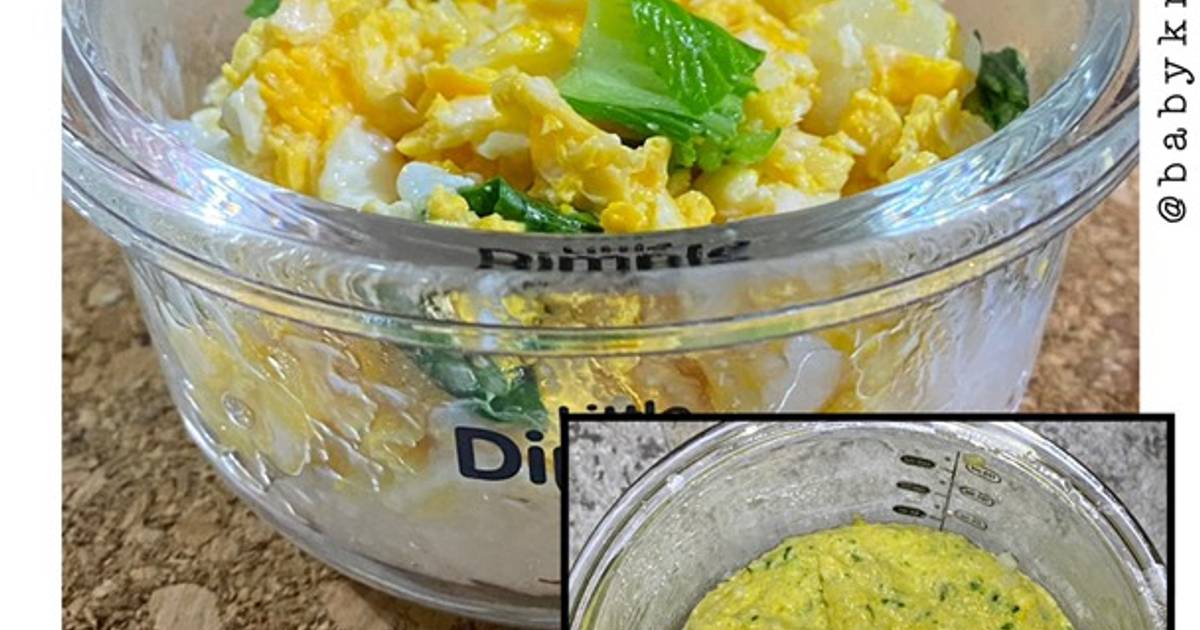 Resep Mpasi 7 bulan bubur pakcoy cah telur oleh angelrivaldi Cookpad