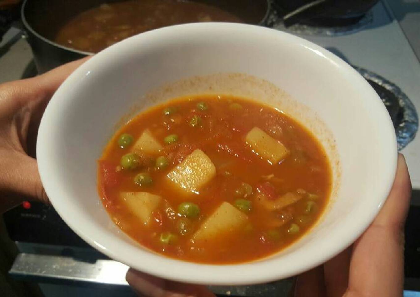 Indian potato greenpeas mushroom gravy