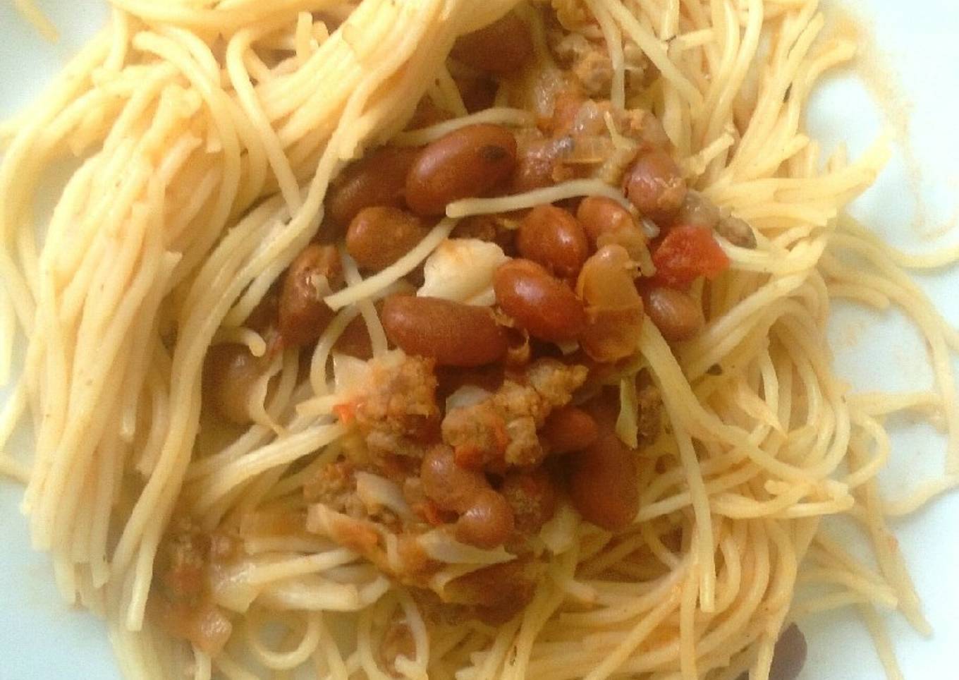 Spaghetti n bean stew