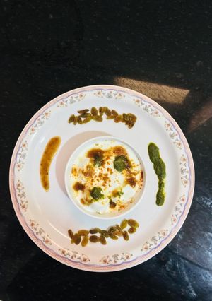A picture of Raisins Filled Dahi vada.