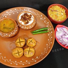 Dal Bati Churma (Bati without oven) A picture of Dal Bati Churma (Bati without oven).