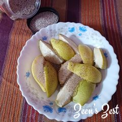 A picture of Beauty Pear Salad with White Chia seeds.