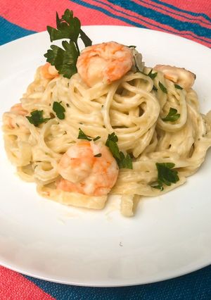 Una foto de Spaghetti con camarón