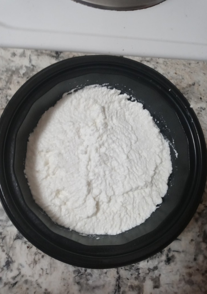 A picture of Homemade ricotta cheese.