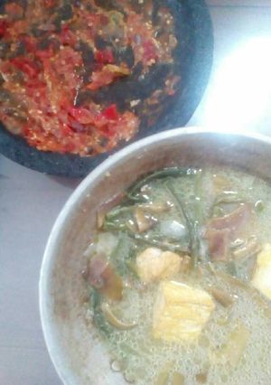 Foto resep Sayur ndeso (jantung pisang+kacang panjang)